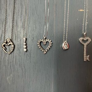 Diamond with silver or white gold necklaces